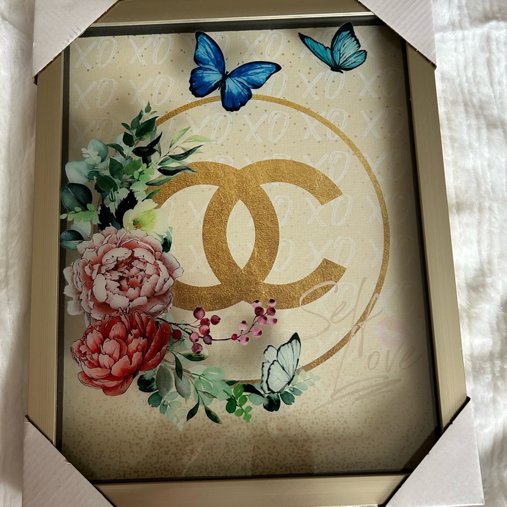 Self Love Gold Logo Floral  Butterfly Wall Art Wall Decor